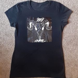 Gothic dead girl horned beast print shirt